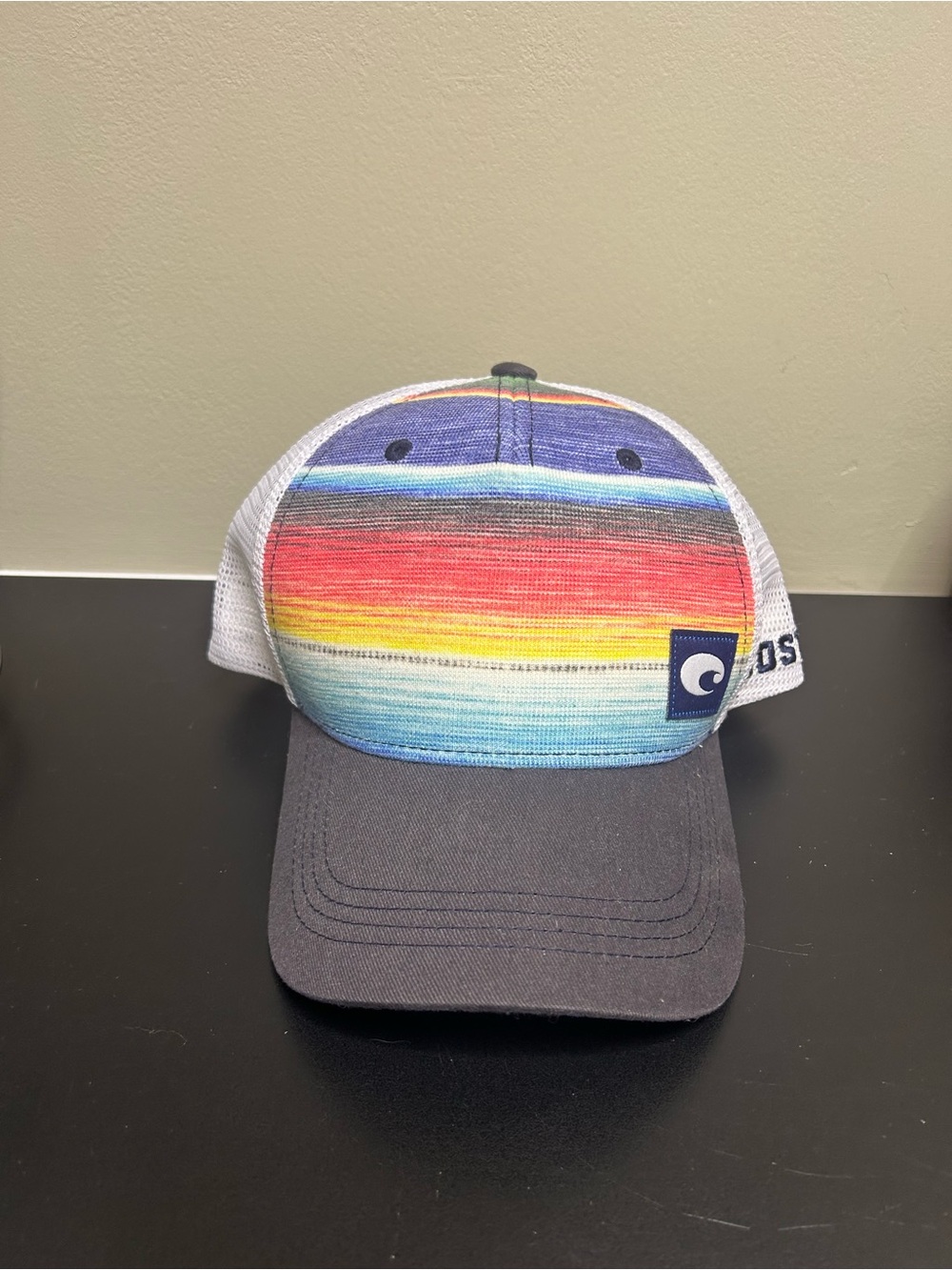 Costa Multicolor Striped Mesh Trucker Hat with Gray Bill